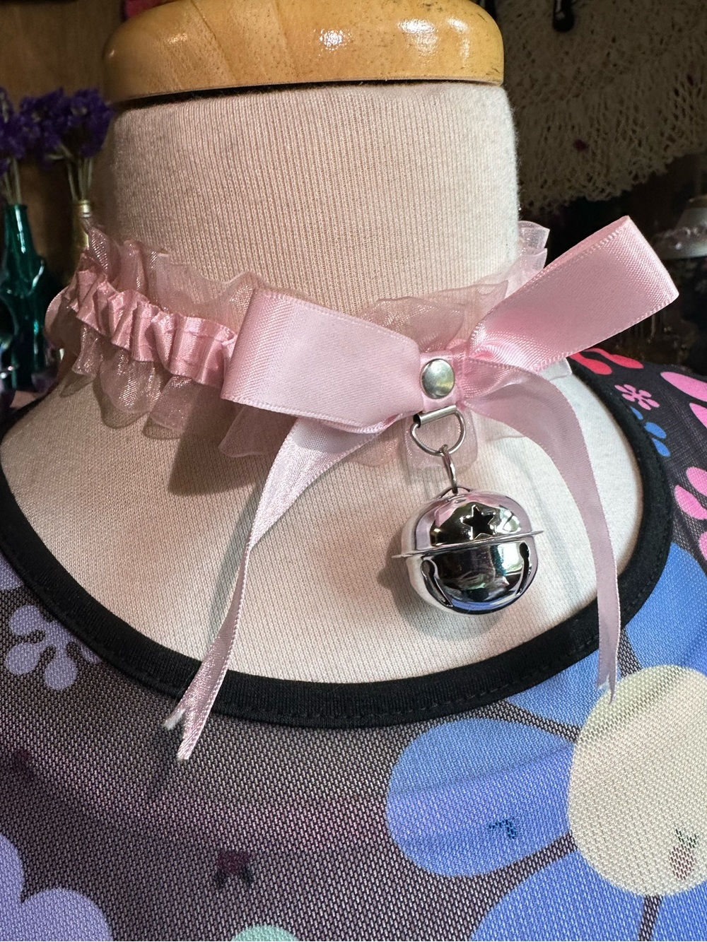 Dolls Kill • Ribbon & Tulle Bell Choker Necklace